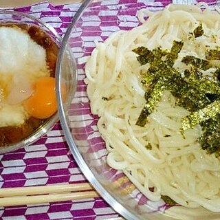 なめこととろろで冷うどん